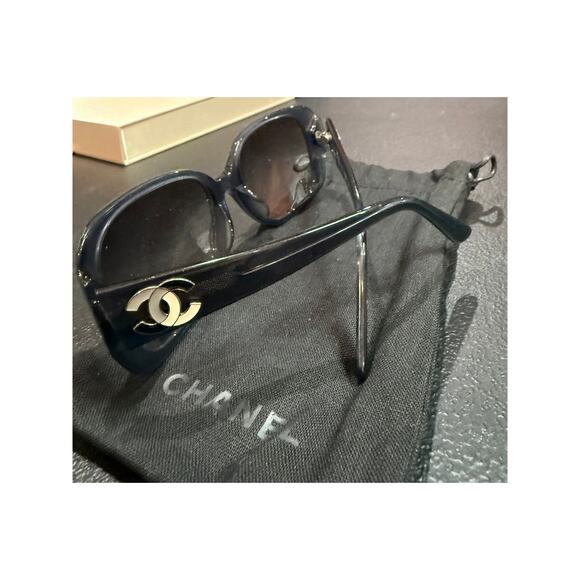 RARE CHANEL Square Shape Frames CoCo Mark CC Ombre Logo*Chanel Pouch*57|18|130 - Picture 6 of 7